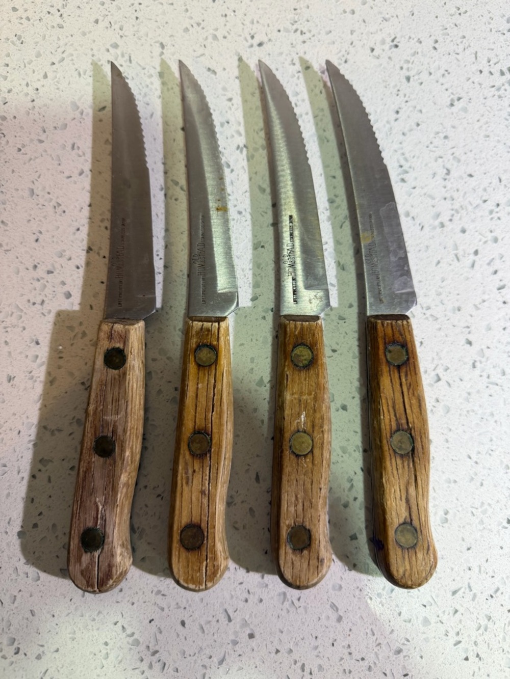 Set of 4 Lifetime Cutlery Old Homestead Wood-Handled Knives - Stainless Blades
